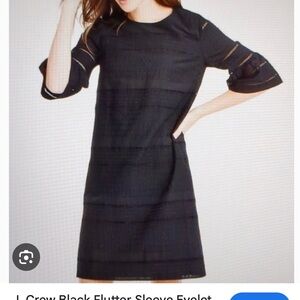 J. Crew Black Flutter Sleeve Dress